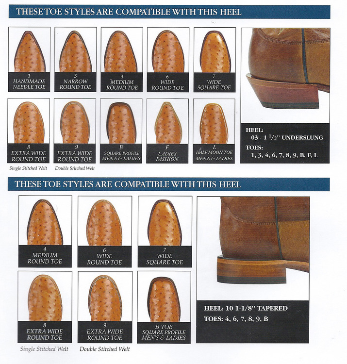 Cowboy boot store toe shapes